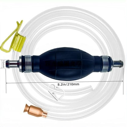 Hand Siphon Pump - Fuel Transfer Pump, Portable Gasoline Transfer Pump with 10 Ft PVC Hoses, Gas Siphon Pump for Water, Diesel, Petrol, Liquid, for Car, Boat, Lawn Mower