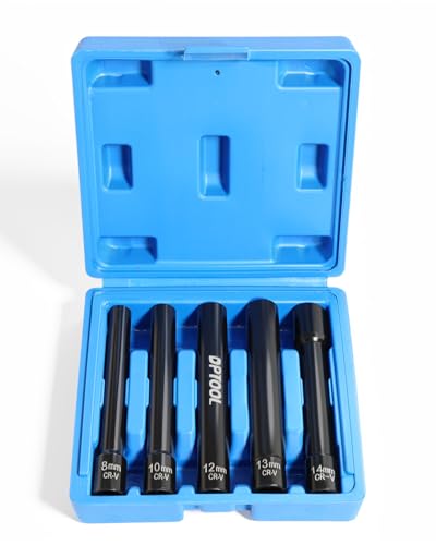 DPTOOL 5pcs 3/8in Drive Metric Extra Deep Socket Kit 12 Point | 120mm Deep Cylinder Head Bolt CR-V Socket Set Rear Bumper Removal Installer Tool for Benz BMW 8mm 10mm 12mm 13mm 14mm