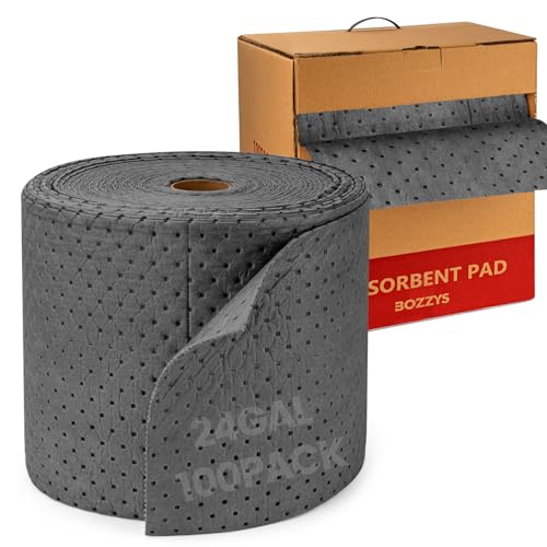 Universal Absorbent Pads Roll | 16"x20" Water Absorbent Mat 100-Pack | Industrial Spill Control for Liquids Leak(24 Gal/Box) | Oil Absorbing Rolls - color: 100pack / absorbs roll oil & water(16"x20")-24 gal Absorption