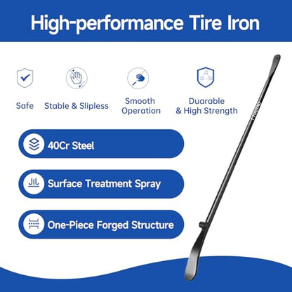 2 PCS 34645 Tire Iron | 38 in x 4/5 in, Tire Changing Removal Tool for Cars/Trucks/Taxi/Tractor/Bus, Semi-Trailer Tire Iron Replace Manual Tire Changer