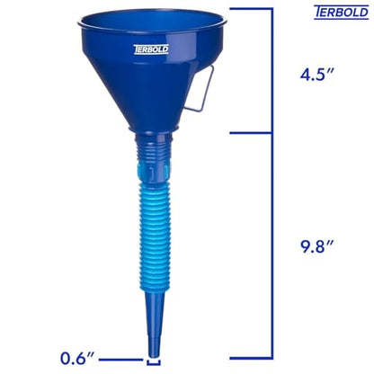 Automotive Flex Funnel with Hose | Wide Mouth Flexible Oil Funnel for Automotive Use - Gas, Transmission Fluid, Car Fuel, Oil Change (Blue) - color: Blue