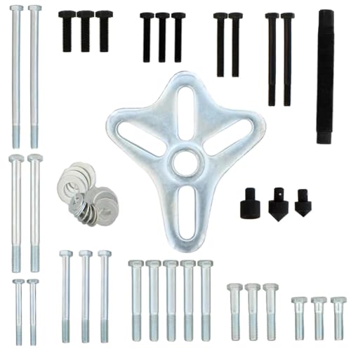 46-Piece Harmonic Balancer Puller Kit, Professional Steering Wheel Gear Puller Set for Crankshaft Pulley Flywheel Removal, Universal Automotive Repair Tool with Storage Case