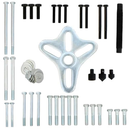 46-Piece Harmonic Balancer Puller Kit, Professional Steering Wheel Gear Puller Set for Crankshaft Pulley Flywheel Removal, Universal Automotive Repair Tool with Storage Case