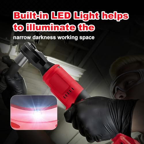 3/8" Ratchet Wrench Compatible with Milwaukee 18v Battery,Brushless Motor 400rpm Variable Speed 45 Ft-lbs(60 N.m) Ft-Ibs Power Tools 7 Sockets, 1/4" Adapter, 3" Extension Bar for car