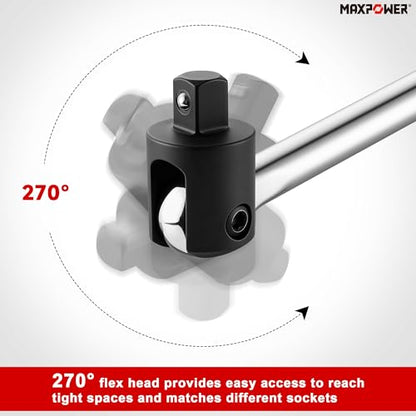MAXPOWER 1/2" Drive Breaker Bar, 17-inch Breaker Bars with 270° Flex Head, Soft Grip Handle - style: 17" Soft Handle