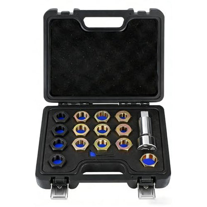 16-Piece Axle Spindle Rethreading Kit - Axle Thread Repair Kit with 10 Dies 1-1/16" Extension Bar, Axle Spindle Thread Chaser Set with Case, Essential Tool for Mechanics