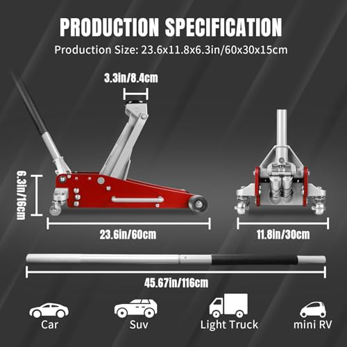 Jack Boss 3 Ton Low Profile, Aluminum and Steel Racing Floor Jack and Jack pad
