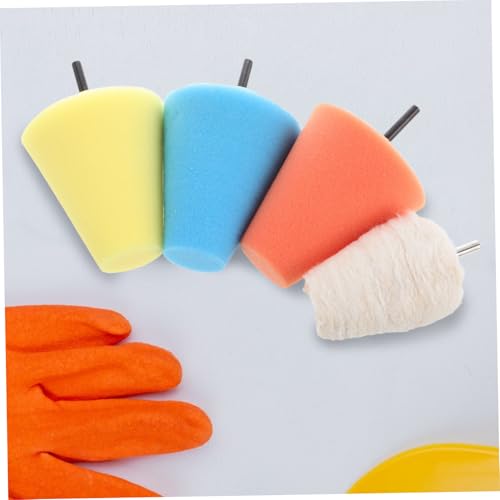 STOBAZA 4pcs Conical Sponge Buffing Polishing Kit for Car Detailing Drill Polishing Cones Wheel Hub Pads for Scratch Removal and Cleaning
