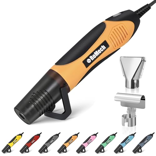ROMECH 350W Heat Gun with 2 Nozzles, Dual Temp Heat Gun 400°F-660°F, Fast Heat Hot Air Gun with Overload Protection for DIY Craft Embossing Shrink Wrapping (Orange) - color: Orange