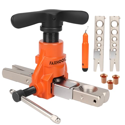 Flare Tool, HVAC Pipe Expander Tool, 45° Eccentric Type Flare Tool | Brake Line Flaring Tool Kit, With clamps and limit stops for 1/4"–3/4" and 6–19mm, For HVAC repair and installation. - color: 4-Piece Set
