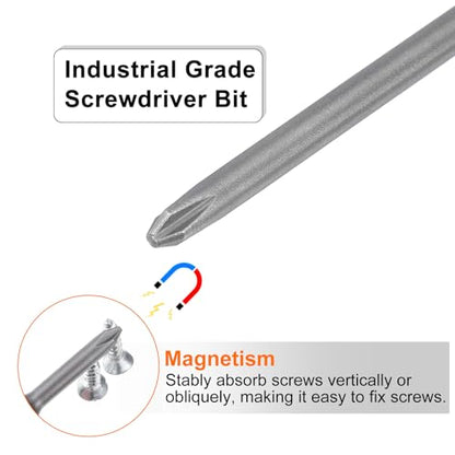HARFINGTON 5pcs #1 Phillips Screwdriver Bit PH1 1/4" Hex Shank 6" (150mm) Long Magnetic S2 Steel Industrial Grade Screw Driver Bit Cross Head Electric Drill Bits 0.118" (3mm) Rod - size: PH1 x 150mm x 3mm