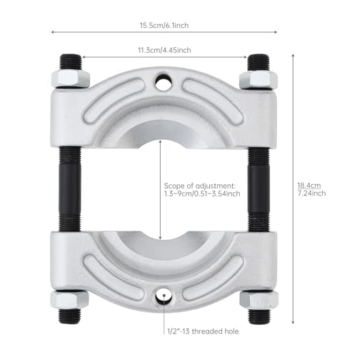 ChgImposs Heavy Duty Bearing Puller Tool with 1/2"–4-5/8" Jaw Spread, 1/2"-13 Threaded Holes, 4" Chrome-Plated Gear & Pinion Splitter for Wheel Hub, Bearing, Pulley – Auto & ATV Use - size: 1/2"–4-5/8" with 1/2"-13 Threaded