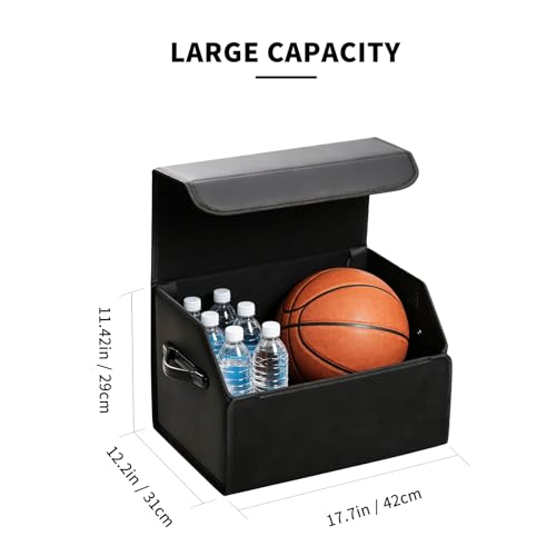 AUTOARK Leather Car Trunk Organizer,Durable Collapsible Adjustable Compartments Cargo Storage,AK-141 - size: L 16.54" x W 12.2" x H 11.5"