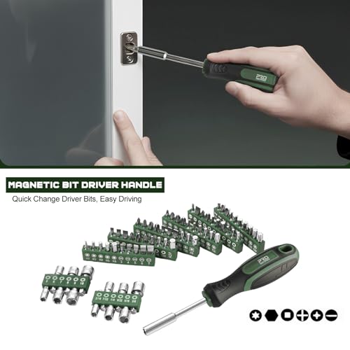 Prostormer Mechanics Tool Set with SAE & Metric Sockets, Green | 279-Piece, Chrome-Vanadium Steel, 1/2", 3/8" Quick-Release Ratchets for Auto and Machine Repairs - color: Green