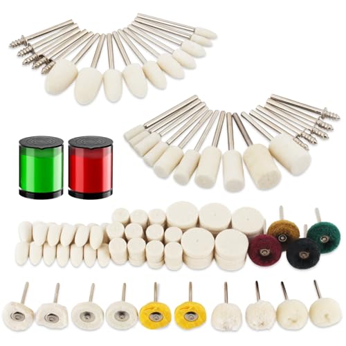 116 PCS Polishing Kit with 2 Polishing Compounds, Buffing Wheel Set for Dremel Rotary Tools, 1/8" Shank Accessories for Metal, Wood, Jewelry, Glass