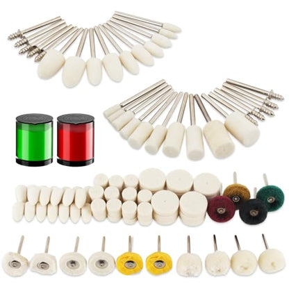 116 PCS Polishing Kit with 2 Polishing Compounds, Buffing Wheel Set for Dremel Rotary Tools, 1/8" Shank Accessories for Metal, Wood, Jewelry, Glass