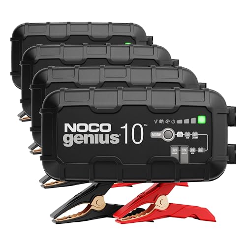 NOCO GENIUS10: 10A 6V/12V Smart Battery Charger – Automatic Maintainer,Trickle Charger&Desulfator with Overcharge Protection&Temperature Compensation – for Lead-Acid-&Lithium Batteries,(Pack of 4) - size: 10A (Pack of 4)