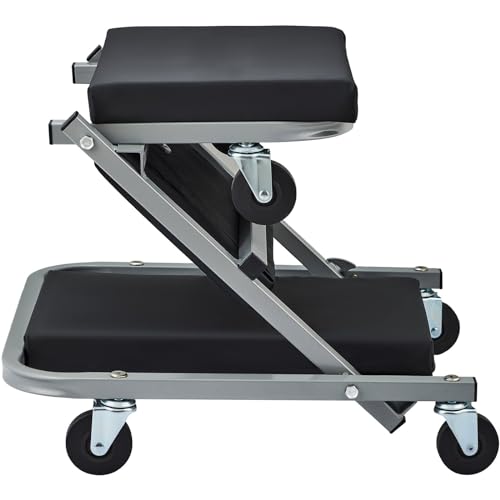 2 in 1 Z Creeper Seat Folding Creepers Automotive Rolling Chair 300 LBS Capacity Mechanic Creeper Low Profile Creeper Shop Garage Work Stool