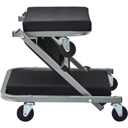 2 in 1 Z Creeper Seat Folding Creepers Automotive Rolling Chair 300 LBS Capacity Mechanic Creeper Low Profile Creeper Shop Garage Work Stool