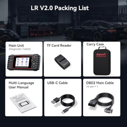 iCarsoft LR V2.0 Full Systems Diagnostic Tool for Landrover/Jaguar from 1996 to 2025 9 Reset Functions OBD2 Scanner Battery Test AutoVIN Live Data Car Code Reader Lifetime Free Update CAN-FD - color: LR V2.0 - 2025 Version