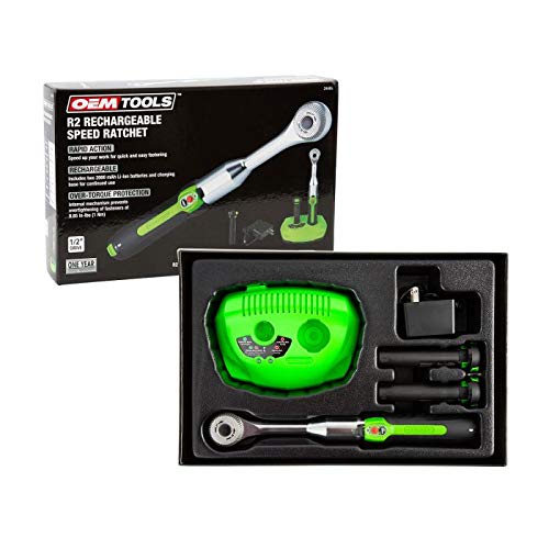 OEMTOOLS 24493 1/2" Drive Cordless Power Ratchet, Fastener Removal and Tightening, Rechargeable Electric Speed Ratchet with Li-Ion Batteries and Charging Base