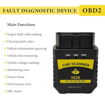 Bluetooth OBD2 Scanner, Auto Diagnostic Scan Tool to Clear/Reset Vehicle Engine Error Code, OBD II Wireless Diagnostic Code Reader with Exclusive App for Vehicles After 1996