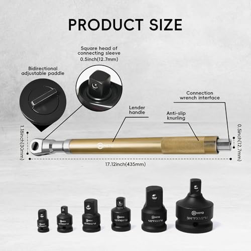 1/2 Inch Offset Extension Ratchet Impact Wrench, 120Nm Impact Ready Electric Extension Wrench with 42T Precision Gear, 430mm Ratchet Extension for Narrow Auto Repair Working Environments - color: 430mm