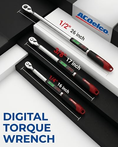 ACDelco ARM303-4A-340 1/2" Heavy Duty Digital Torque Wrench with Buzzer and LED Flash Notification - ISO 6789 Standards with Certificate of Calibration