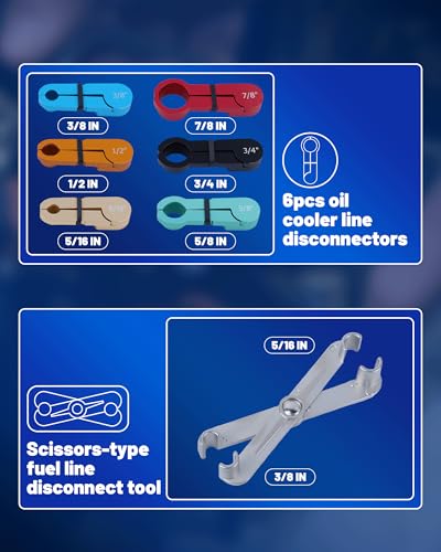 28-Piece Fuel Line Disconnect Tool Set - Complete Kit for AC, Transmission Oil Cooler & Spring Lock Couplings - Quick Disconnect Tool Set for GM Trucks & Ford 4.0L V6, Scissor Pliers & Case