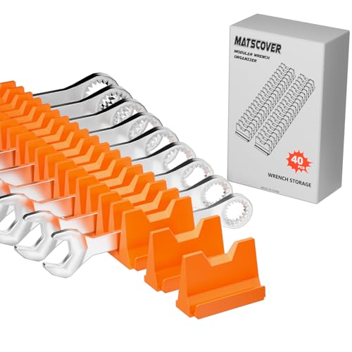 40PCS Modular Wrench Organizer Wrench Holder for Tool Drawer Storage | Wrench Tool Organizers, Wrench Storage Set, with Metric & SAE Label, Wrench Rack Tool, for Men, Orange - color: Orange, size: 40 PCS