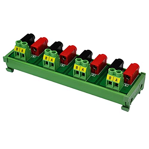 Banana Jack Breakout Board Module (4x2 Positions, DIN Rail Mount) - size: 4x2 Positions, style: DIN Rail Mount