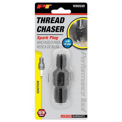 Performance Tool W80539 14 mm and 18 mm Spark Plug Hole Chaser | Cleans dirt, carbon, and metal particles from spark plug holes. Not for tapping use. 14mm and 18mm sizes - style: 14/18mm Spark Plug Hole Chaser