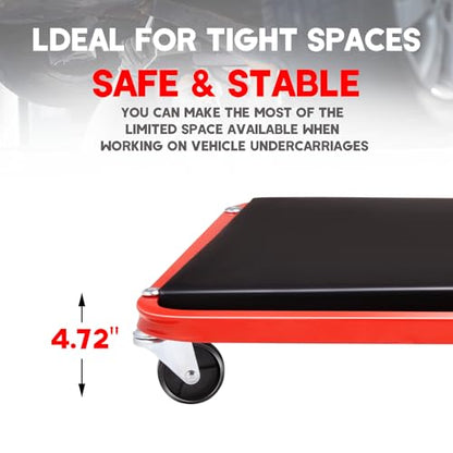 Foldable Z Creeper 2 in 1 Rolling Seat for Garage Shop Auto Repair | 40 inch, 330LBS Capacity, Creeper Seat with Wheels Adjustable Chair, Red - style: 40inch-Red