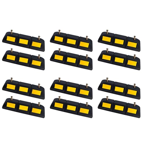 Parking Stopper for Garage Parking Aid 12 Pack Block, Car Truck Curb Floor Parking Lot Wheel Tire Stops Bumpers with Bolt Installation, Rubber Vehicles Aid Gadgets - size: 3.3"H 12pcs