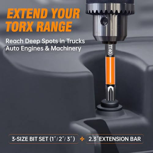 Security Tamper Proof Torx Bit Set,36-Piece T5-T40, S2 Steel Magnetic Bits | S2 Steel Security Torx Bit Set, CNC Machined Tips, 1/2/3" Bits, Magnetic Holder, Storage Box, for Impact, Auto