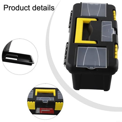 Tool Box Plastic With Handle, Portable Toolbox With Removable Tray And Lockable Design, Toolbox Organizer For Machinery Accessories, Tools And Parts Organization(No inner layer) - size: No inner layer