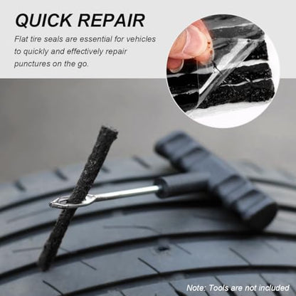 30 PCS Tire Repair Strings, 4" Heavy Duty Rubber Flat Tire Repair Sealing Strip Kit, Professional Tubeless Off-Road Tire Patch Plugs for Cars Bikes ATVs UTVs Wheelbarrows (Black) - color: Black