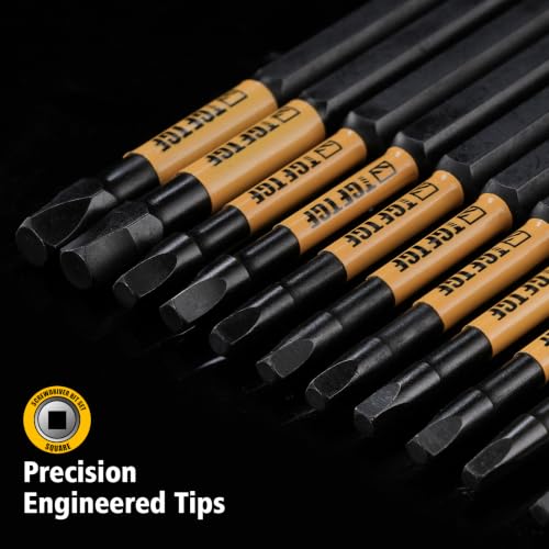 TGFTGF 13-Piece Square Drive Bit Set SQ0-SQ4, 4 inch CNC Machined Robertson Driver Bits SQ0,SQ1,SQ2,SQ3,SQ4, S2 Alloy Steel, Magnetic Impact Driver Bits 1/4" Hex Shank with Storage Box