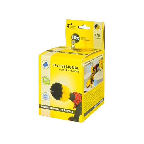 Premium Drill Brush Professional – Medium-Soft 3,5 in Yellow | Scratch-Free Cleaning Brush for Tile, Grout, Bathtub, Shower, Fibreglass and Ceramic Surfaces - color: Yellow, size: 3,5in