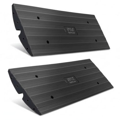 Pyle Car Vehicle Curbside Driveway Ramp - 4ft Heavy Duty Rubber Threshold Bridge Tracks Curb Ramps, 2 Pieces Set (for Car, Truck, Scooter, Bike, Motorcycle, Wheelchair Mobility), Black - size: Pack 2