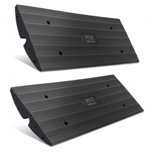Pyle Car Vehicle Curbside Driveway Ramp - 4ft Heavy Duty Rubber Threshold Bridge Tracks Curb Ramps, 2 Pieces Set (for Car, Truck, Scooter, Bike, Motorcycle, Wheelchair Mobility), Black - size: Pack 2