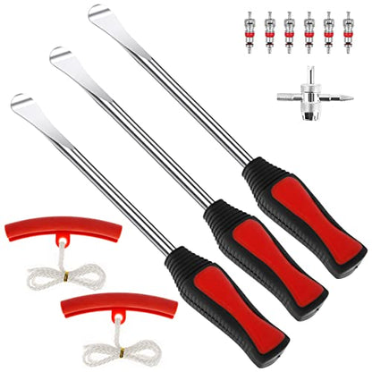 13Pcs Motorcycle Tyre Repair Tool Spoon Set with 3 Tire Levers Spoon & 2 Protective Sleeves & 6 Valve Core & Wrench Motorcycle Tire Tool Kit Motorbike Tire Changing Spoons Lever ZHAZHAMO