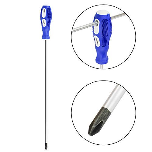 Phillips Screwdriver, 12 Inch Long Magnetic Tip Cross Head 6mm Screwdriver (2 Pack)