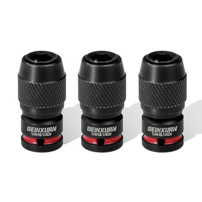 Geinxurn 3PCS Impact Screwdriver Bit Holders, 1/4-Inch Square Drive to 1/4-Inch Quick Release Hex Socket Adapter for Impact Wrench - size: 3pcs