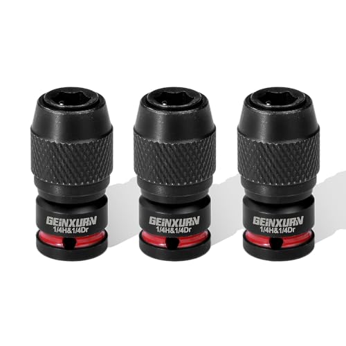 Geinxurn 3PCS Impact Screwdriver Bit Holders, 1/4-Inch Square Drive to 1/4-Inch Quick Release Hex Socket Adapter for Impact Wrench - size: 3pcs