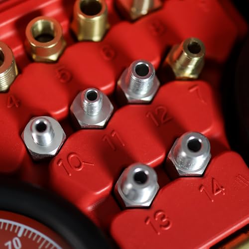 ABN Engine Oil Pressure Tester Tool Kit – Professional Oil Pressure Gauge Kit up to 400 PSI, High and Low Pressure Gauge Kit for Engine Diagnostic, Engine Oil Pressure Tool Kit | Engine Oil & Transmission Gauge Kit, Dual Gauges 0-100 & 0-400 PSI, 14 Adapt