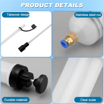 500cc Oil Suction Syrin ge Fluid Transfer Pump, Automotive Brake Fluid Extractor Pump with Long Rubber Hose, Manual Fuel Suction & Filler Vacuum Fuel Transfer Cleaner(Color:Clear)
