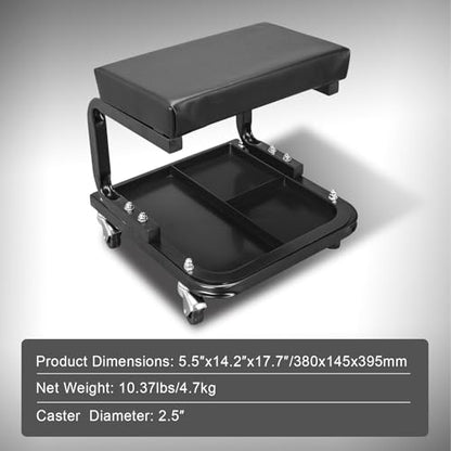Torin ATR6300B Rolling Creeper Garage/Shop Seat: Padded Mechanic Stool with Tool Tray Storage, Black Large - style: Creeper seat-250lbs-Black