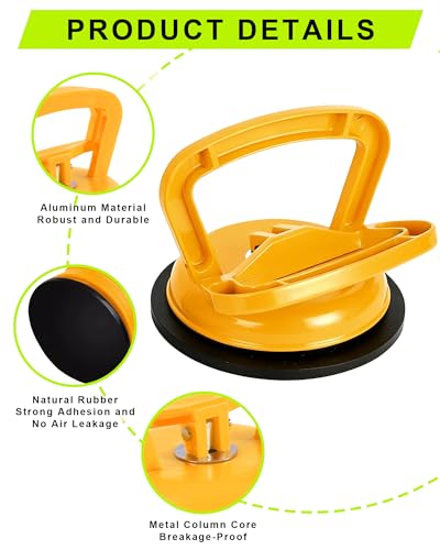 3 Pack Metal Dent Puller Kit, Car Dent Repair Kit with Aluminum Alloy Handle, Heavy Duty Dent Remover Tool for Car, Essential Paintless Dent Removal Kit for Hail Damage and Glass Moving（Yellow） - color: F/3PCS Metal Suction Cup