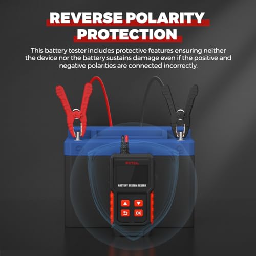BT50 12V Battery Tester, 20-2000 CCA Load & Charging System Analyzer | Cars, Motorcycles, ATVs, Lawn Mowers, Boats & RVs, Powersports , AGM GEL EFB Compatible, Color Screen Diagnostic Tool